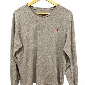 Polo Ralph Lauren Men’s Long Sleeve V-Neck Shirt – Heather Gray - Large